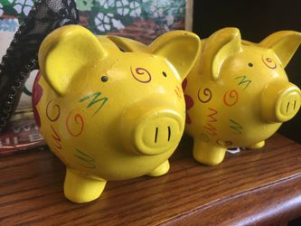 2 Yellow Piggy Banks