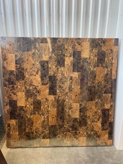 Faux Marble Table Top. Large Brown Marble-Look Dining Table – Wood Legs – Heavy/Sturdy