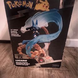 Lucario Deluxe Light FX 13” Pokémon Figure – Unopened – Damaged Box – RARE