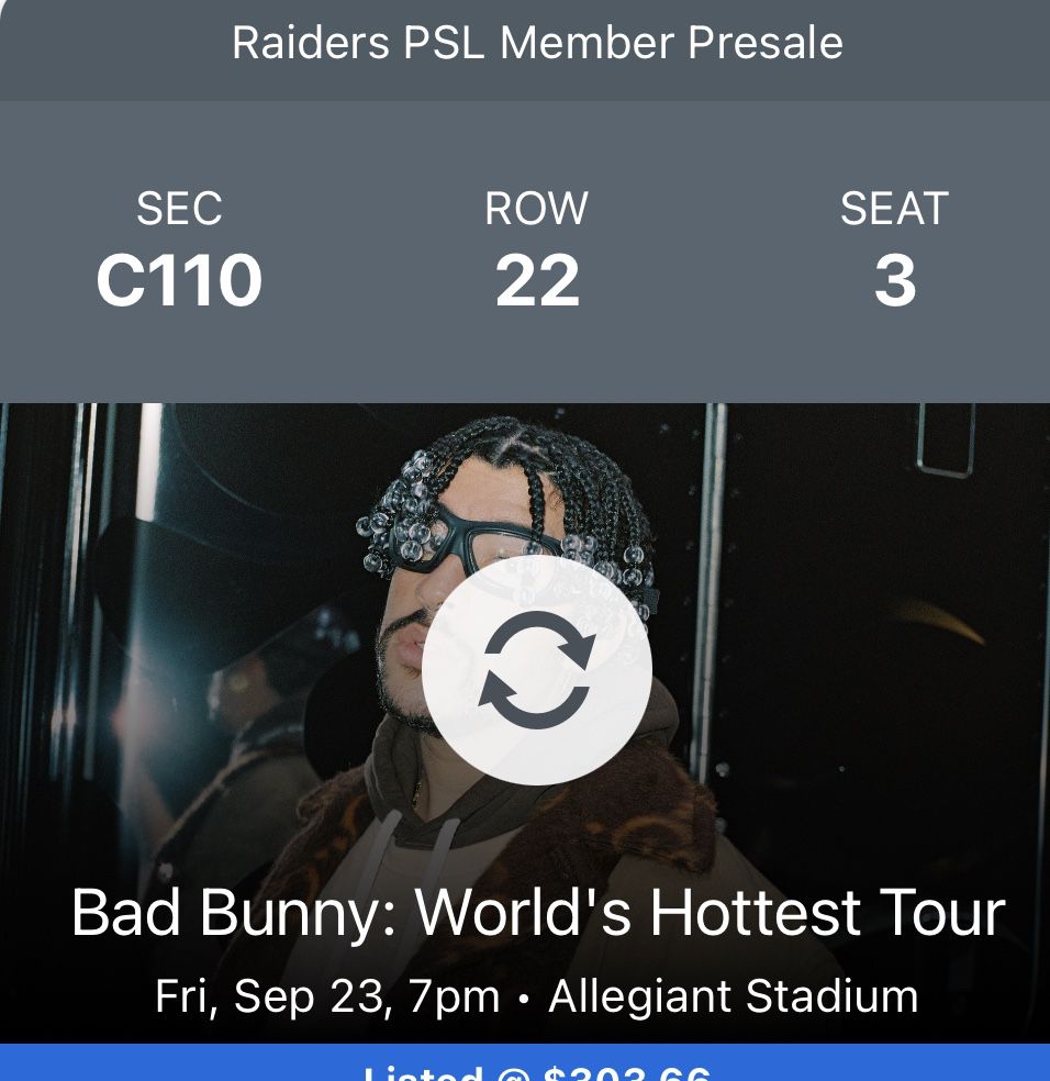 Bad Bunny Cheap Club Seat Las Vegas Friday Sept 23