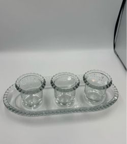 Southern Living At Home  Amelia Beaded Clear Glass Trio Votive Holder & Tray