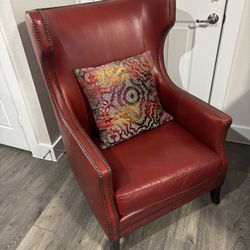 Red Leather Wingback Chair