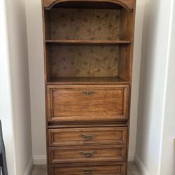 Secretary Desk Cabinet / Drop-Front Writing Desk – Wood, Shelves & Drawers