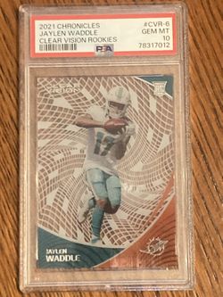 Jaylen Waddle 2021 Chronicles Clear Vision Rookies PSA 10 graded Rookie sports card