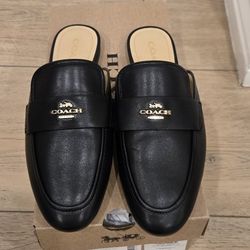 Brand New Coach Black Samie Leather Slide on Mule Shoes Size 7