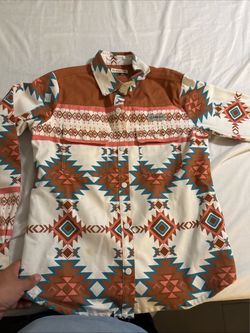 Stained Magellan Outdoors Aztec Print Button-Up Shirt medium $15