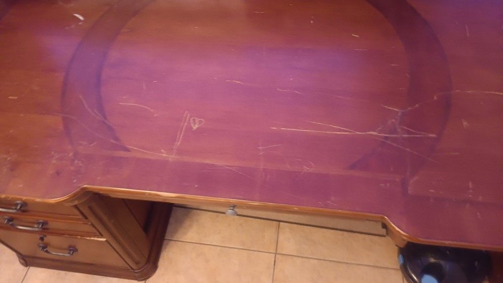 Large Heavy 4 Drawer Oak Desk