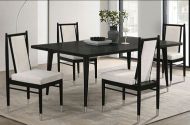 Brand New Black & White 5pc Formal Dining Table Set