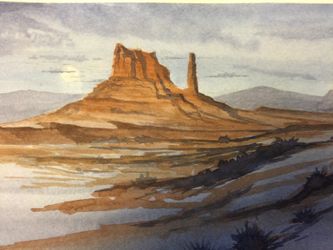 Mesa in watercolor, original art