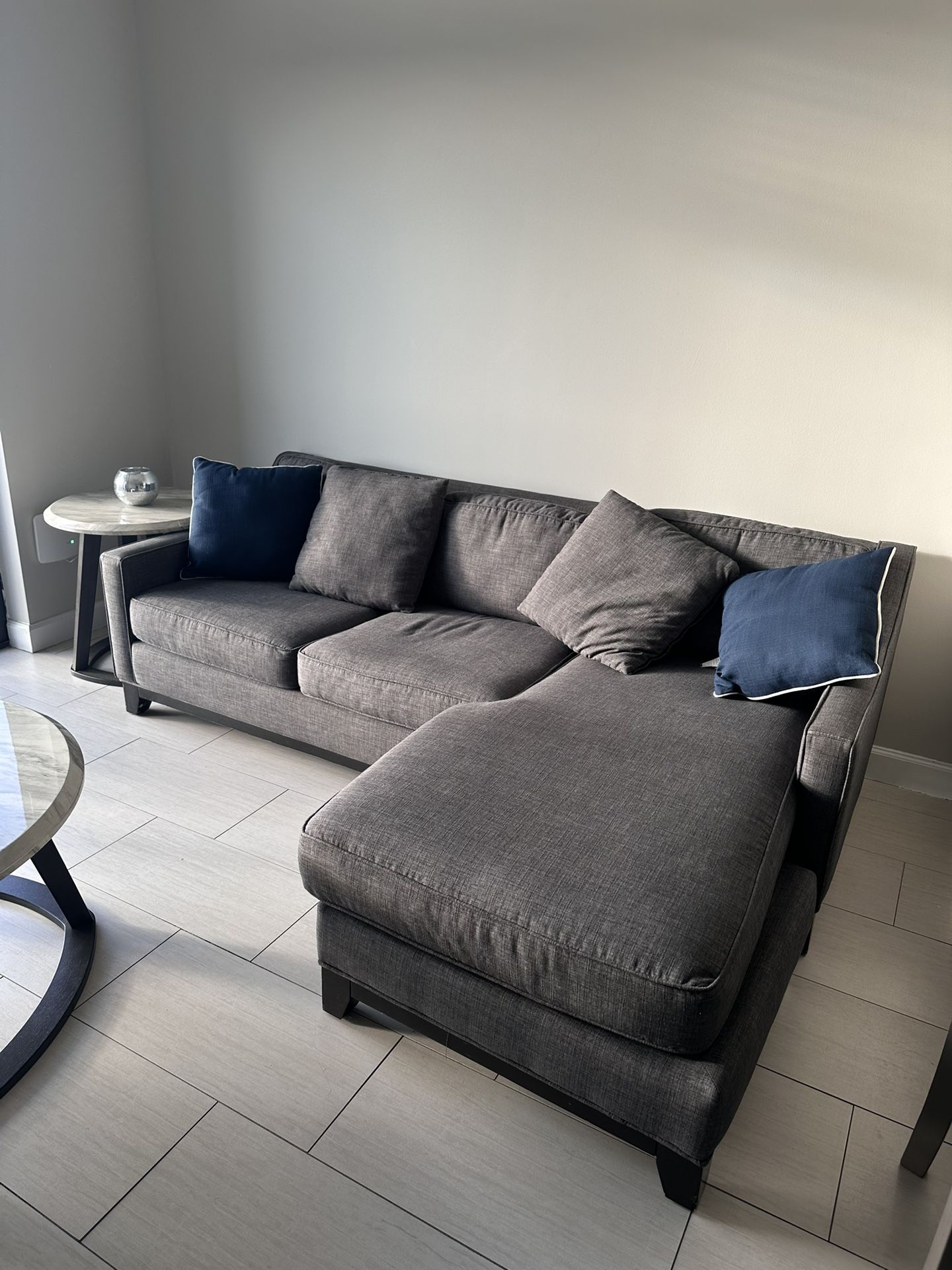 Gray Sectional L Shape Couch Sofa