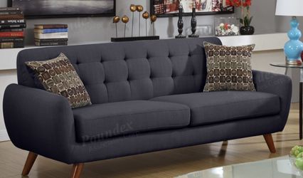 Brand new mid century modern 82" ash black or sky blue sofa only