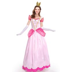 Princess Peach Costume, Womens Princess Peach Costume Dress Up For Halloween Or Christmas Party Cosplay