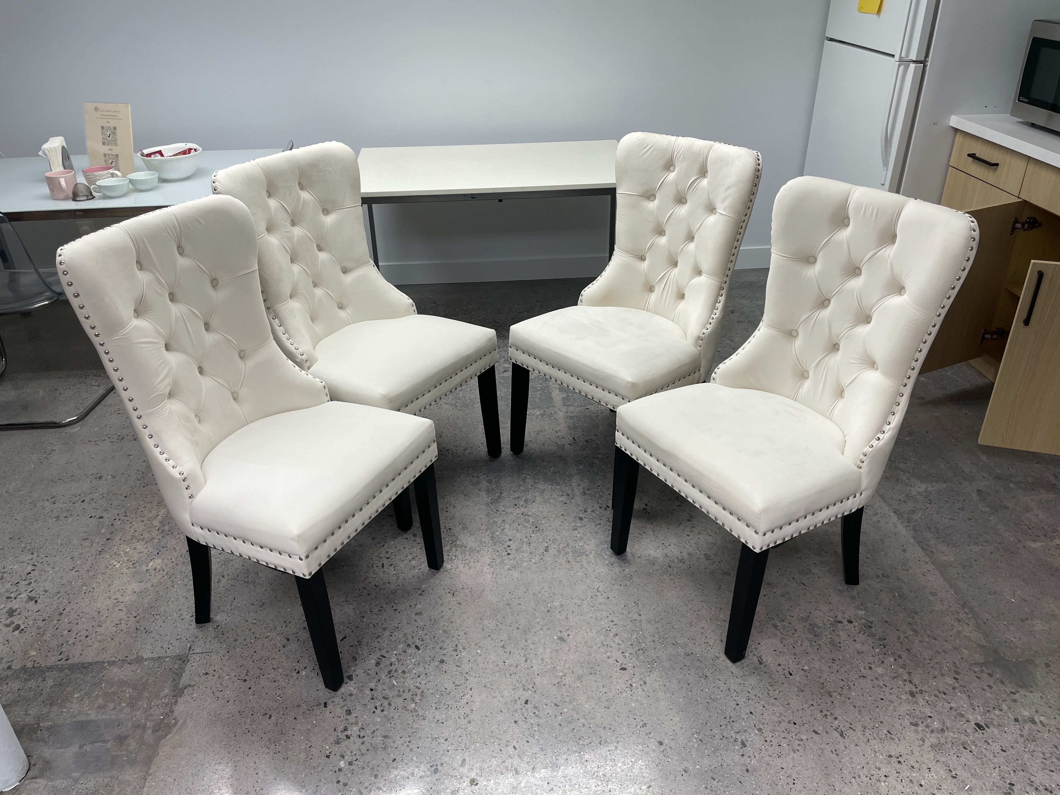 Four Tufted Upholstered Dining Chair Set