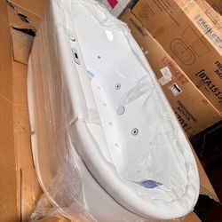 BJ500 WOODBRIDGE 72" x 35-3/8" Whirlpool and Air Bath Heated Soaking Combination Tub with Adjustable Speed Air Blower and Display Control Panel, White