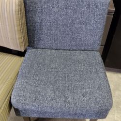 Blue/Grey Lounge Chair With Wood Legs