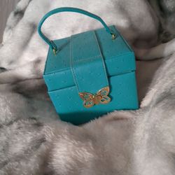 Teal & Gold  Easy Carry Jewelry Box 