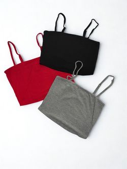 3 Set Bozzolo Ribbed Crop Cami Tops