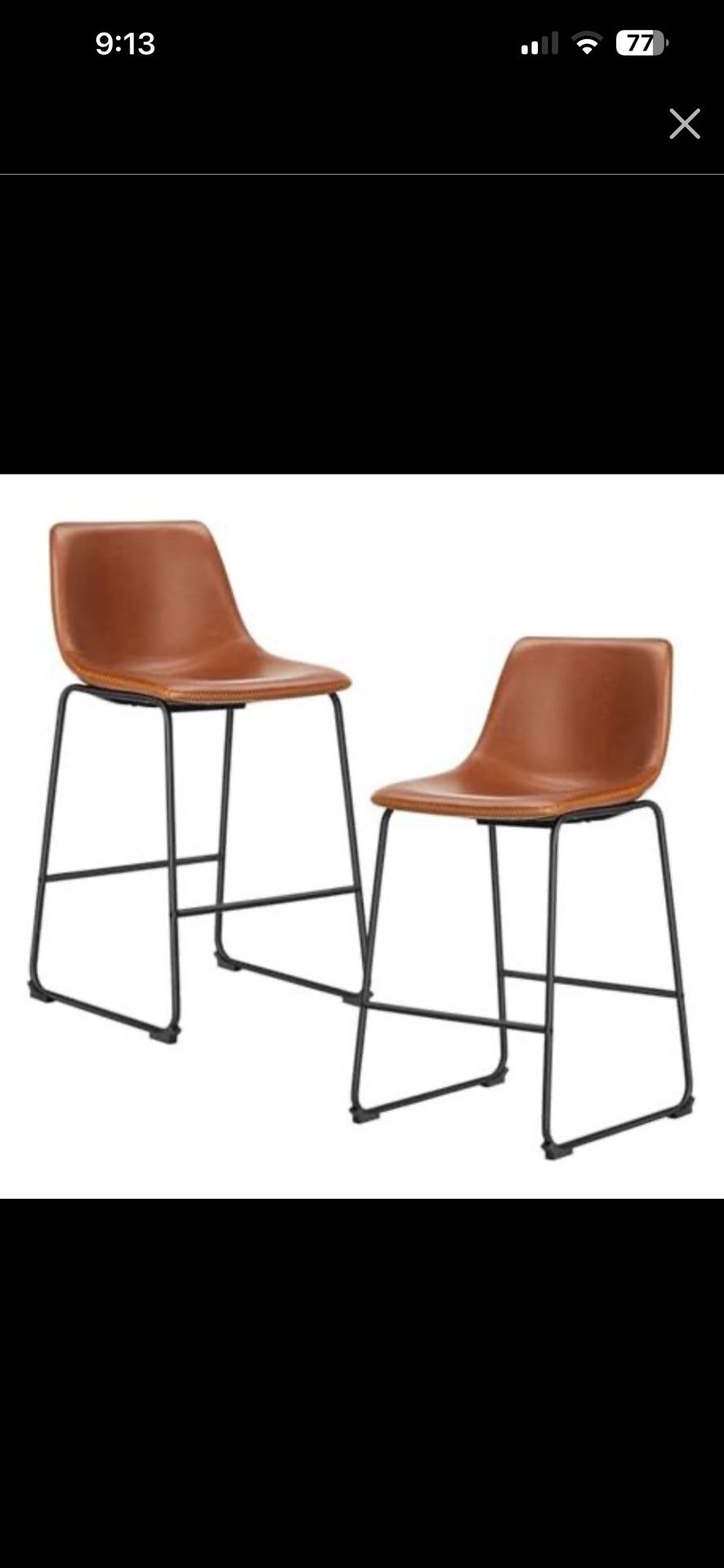 Counter Height Bar Stools Set of 4, 30 inch Height Stool Faux Leather Barstools with Back, Armless Kitchen Island Countertop Comfortable Modern Chairs