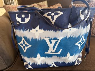 Authentic Louis Vuitton Neverfull MM – Blue Escale (Tie-Dye)