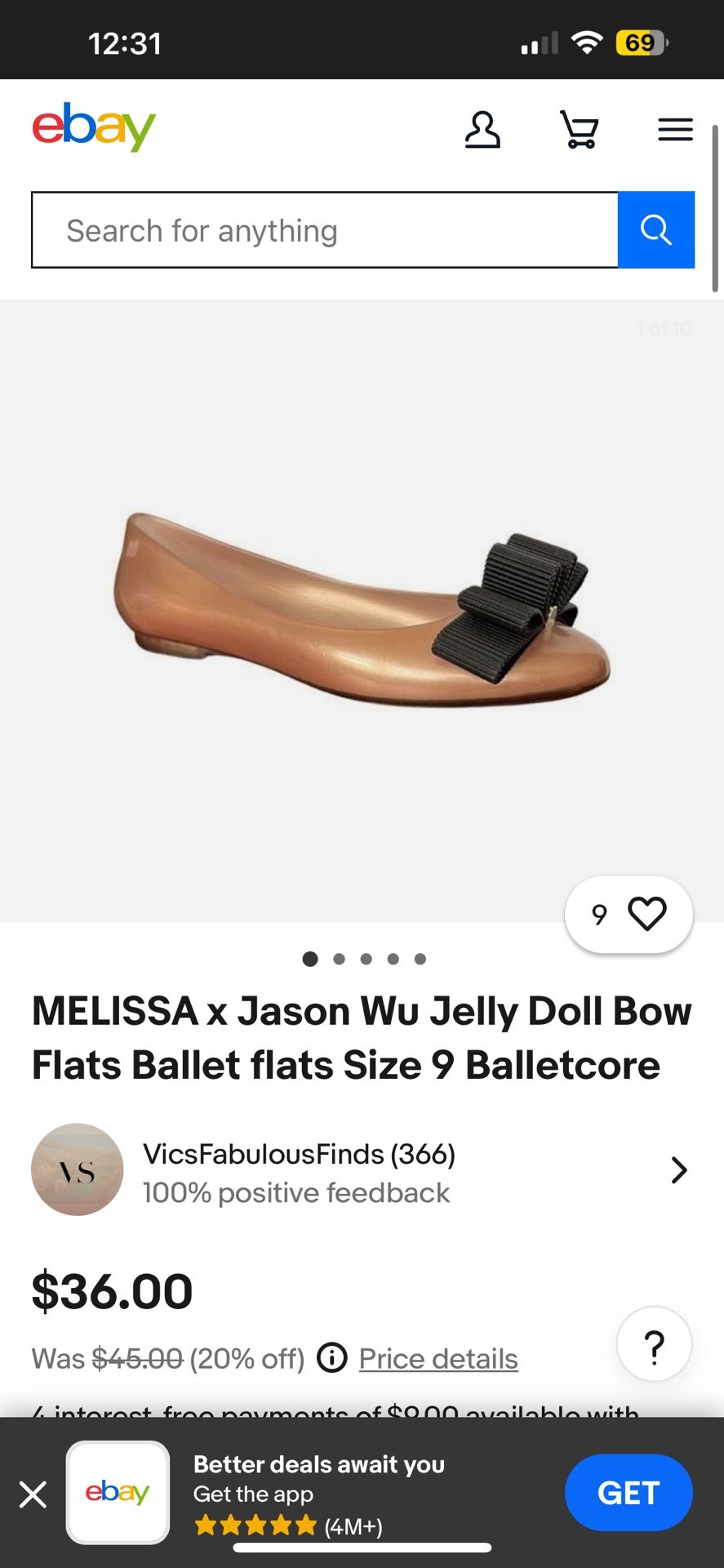 MELISSA x Jason Wu Jelly Doll Bow Flats Ballet flats Size 8 Balletcore