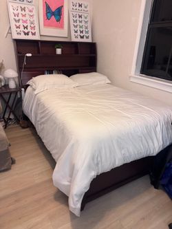 Rooms To Go Full Bed Frame and underneath Twin Bed with backing shelf