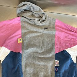 Nike Women’s Pink  Grey Blue Sportswear Long Sleeve Pullover Hoodie - XS