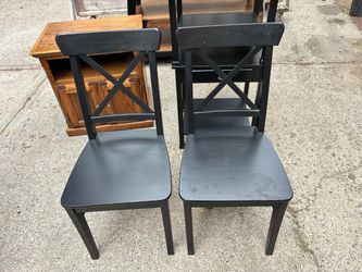 Black Wood Dining Chairs Set of 2