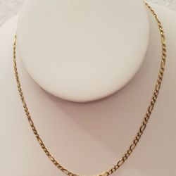 14kt Gold Figaro Diamond Cut Design Chain 