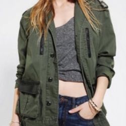 BDG Jacket Women's Small Green Olive Military Utility Cargo Button Up