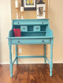 Turquoise Painted Secretary Desk