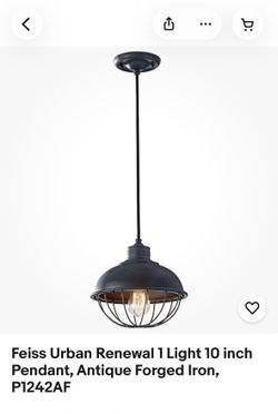 Feiss Urban Renewal 1 Light 10 inch Pendant, Antique Forged Iron, P1242AF