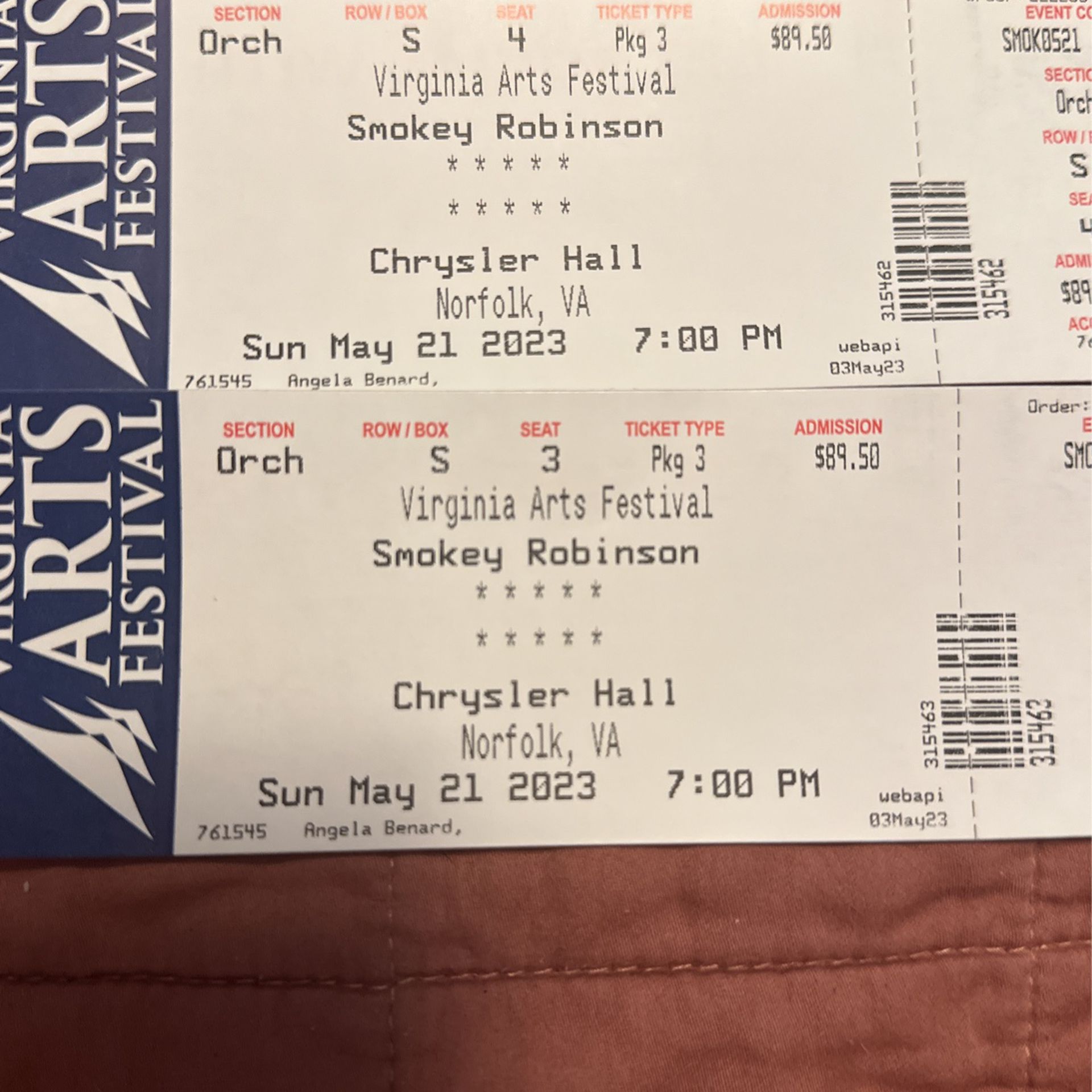 2 Tickets for Nearly SOLD OUT Smokey Robinson Show 5/21