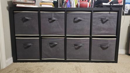 KALLAX Ikea 2x4 Shelves w/ Grey Cubes