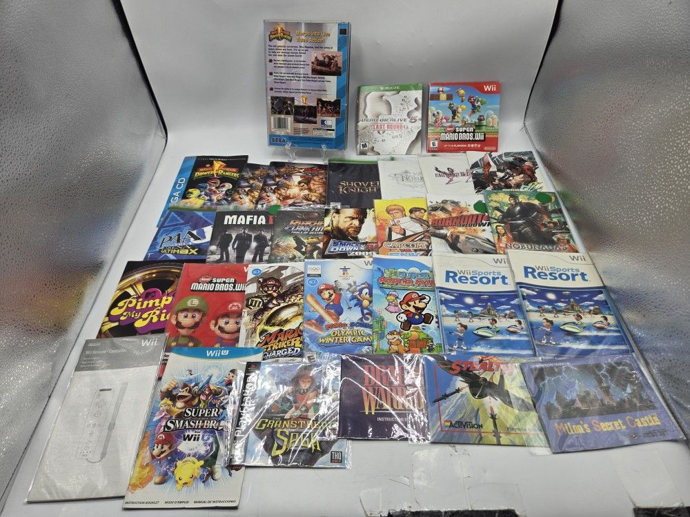 Lot Of 36 Video Game Manuals NES,Wii, Ps1, Ps2, Ps3, Sega CD, MAPS & More