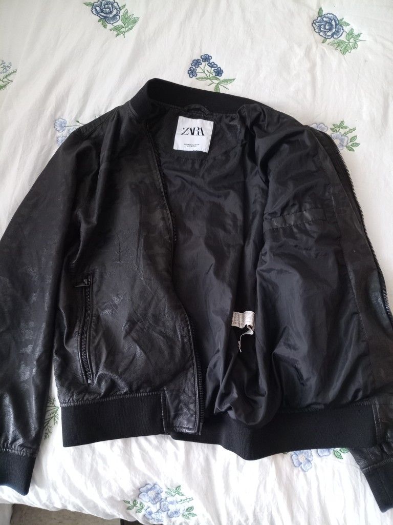 Unisex Zara Custom Print Leather Jacket Size Medium