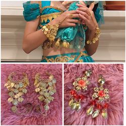 Girl halloween costumes Accessories Jewelry earrings Bracelet princess jasmine
