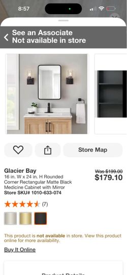 Glacier Bay Matte Black Medicine Cabinet with Mirror