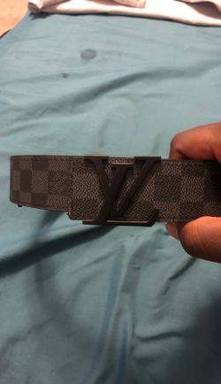 Louis Vuitton black and grey checker belt