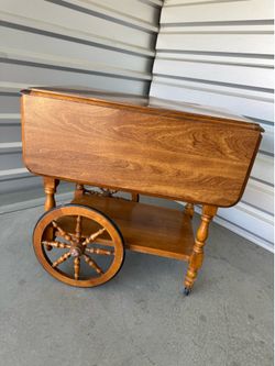 Vintage Drop Leaf Wooden Tea Cart