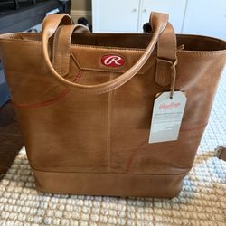 Brand New Rawlings  Stitch Large Leather Tote Bag