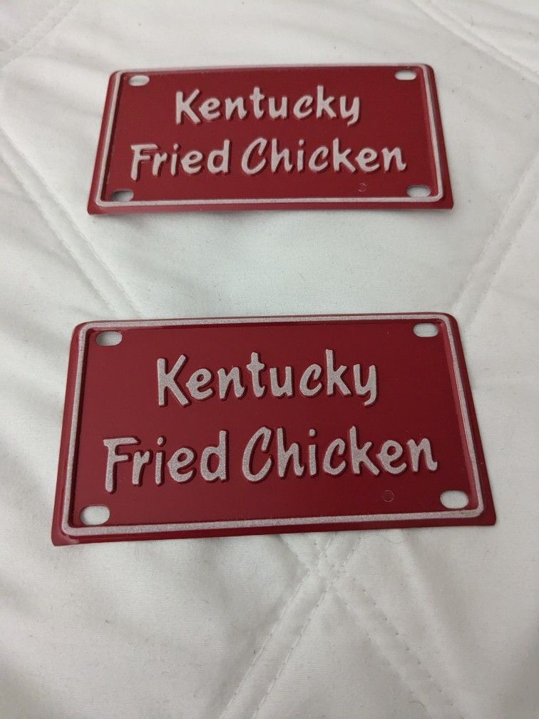 RARE Vintage Original 50 Year Old Kentucky Fried Chicken KFC Bicycle License Plate Promotional Item