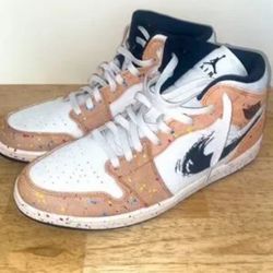 Nike Air Jordan  1 Mid  Brushstroke  Paint  Splatter 