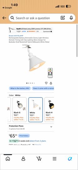 2x Rechargeable Battery Dimmable Clamp Light Wireless Remote Timing LED Clip Lighting Retro Design for Bedsides Shelf Bookshelf Splint Billboards Whit