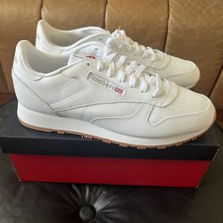 Reebok Classic Leather Sneaker Men's White Running Shoes Sz 12 New With Defects