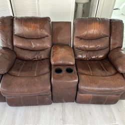 Leather Recliner Couch 