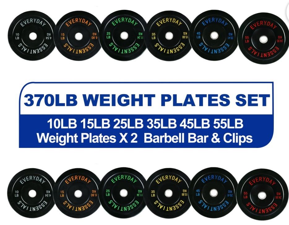 370 Lb Weight Plates With Olympic Barbell π₯πͺποΈββοΈ