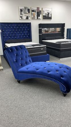 June Promotion Velvet Upholstered Large Chaise Lounger