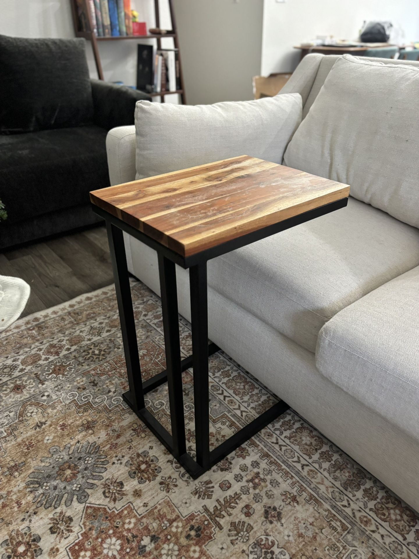 Solid Wood And Metal Side Table - Indoors & Outdoor Use