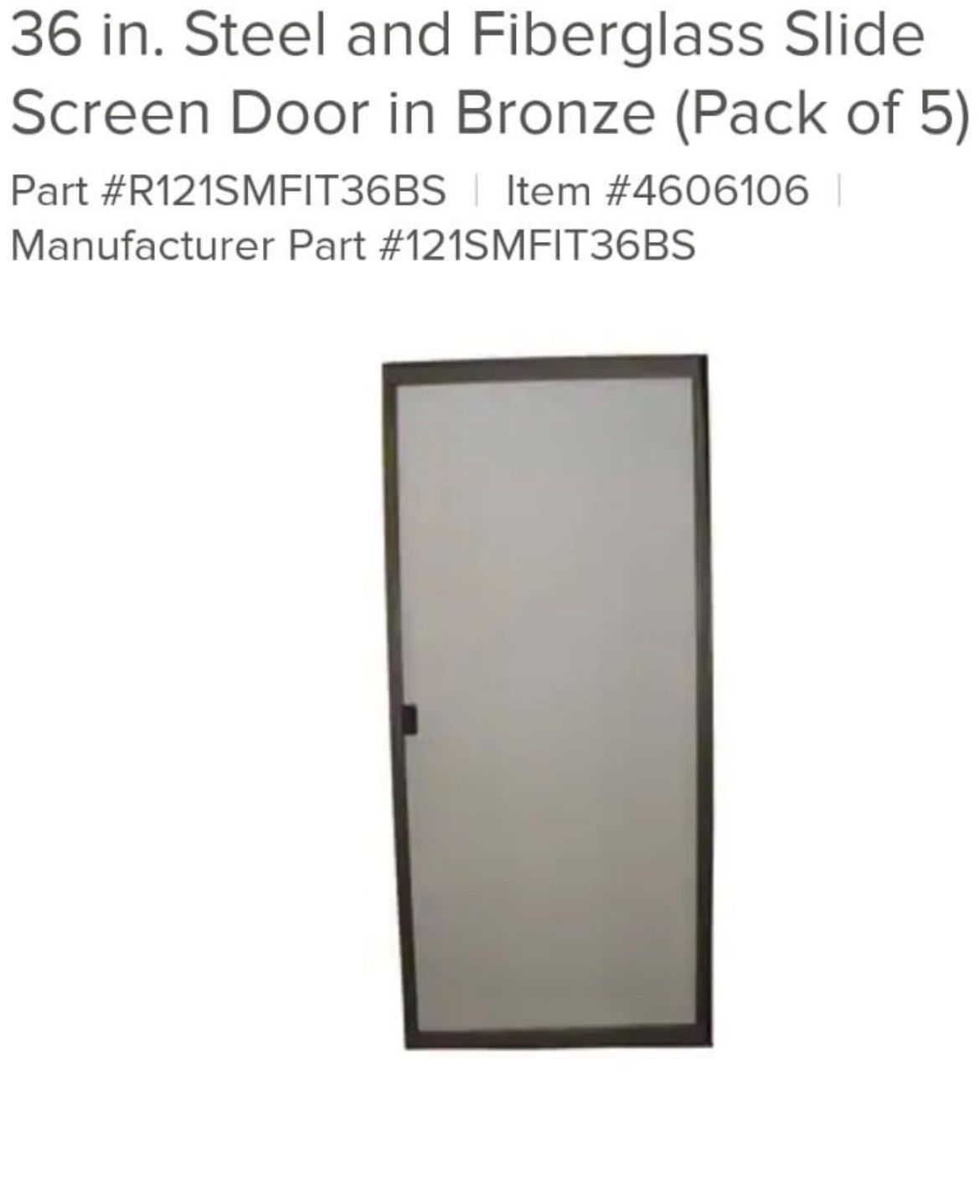 Ritescreen Adjustable Patio Screen Door' Bronze' 36X78 In. FREE LOCAL DELIVERY 😎🚚
