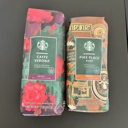 $25 Starbucks Whole Bean Coffee - 2 Bags (16oz EA = 2 LBS total)  One Bag of Caffè Verona - Dark Roast One Bag of Pike Place Roast - Medium Roast
